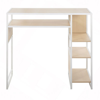 Table à hauteur de bar avec espace de rangement en métal et bois