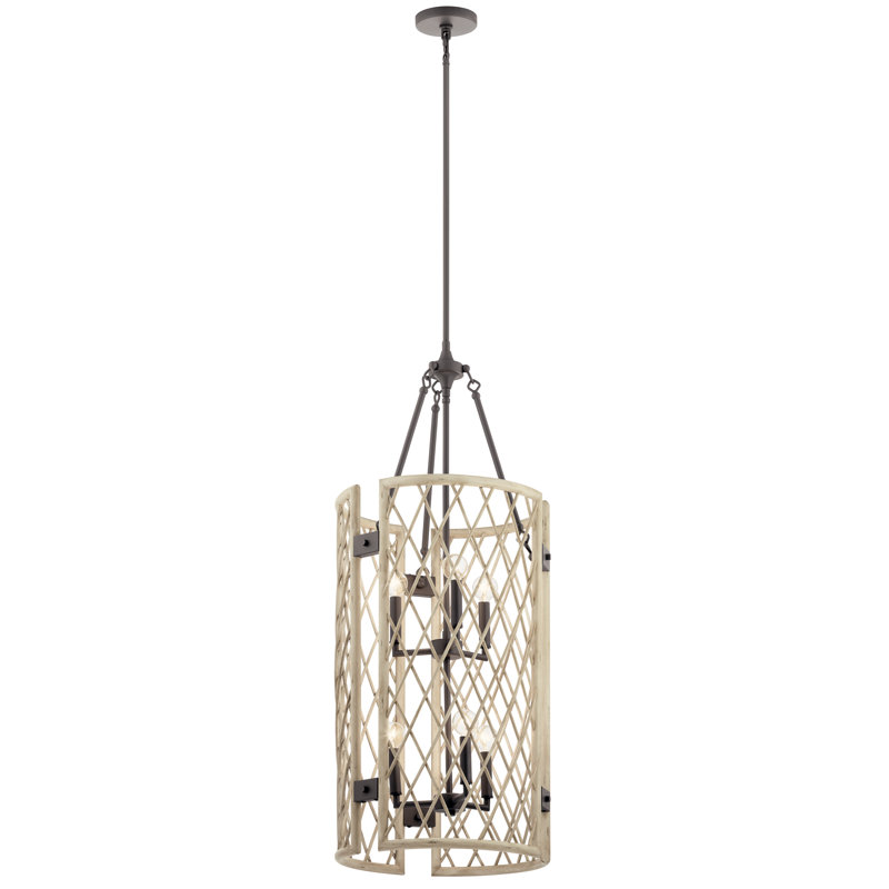  Lustre de vestibule 6Lt, Bois blanchi