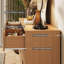 Commode cannelée à 9 tiroirs pour chambre à coucher, armoire de rangement en bois de 63 po de largeur avec poignées en métal