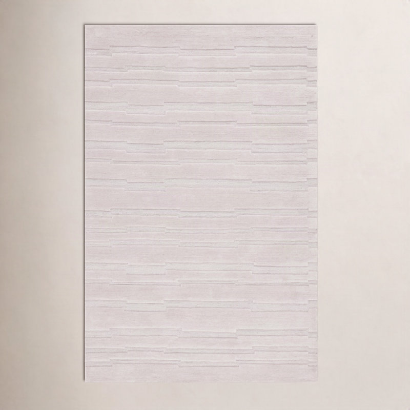 Tapis beige en laine / coton touffeté à la main Elona, Rectangulaire 3 pi x 5 pi