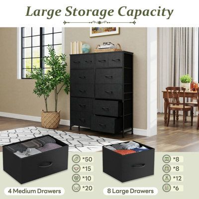 39.37" W 12-Drawer Fabric Dresser with Wood Top, Storage Chest