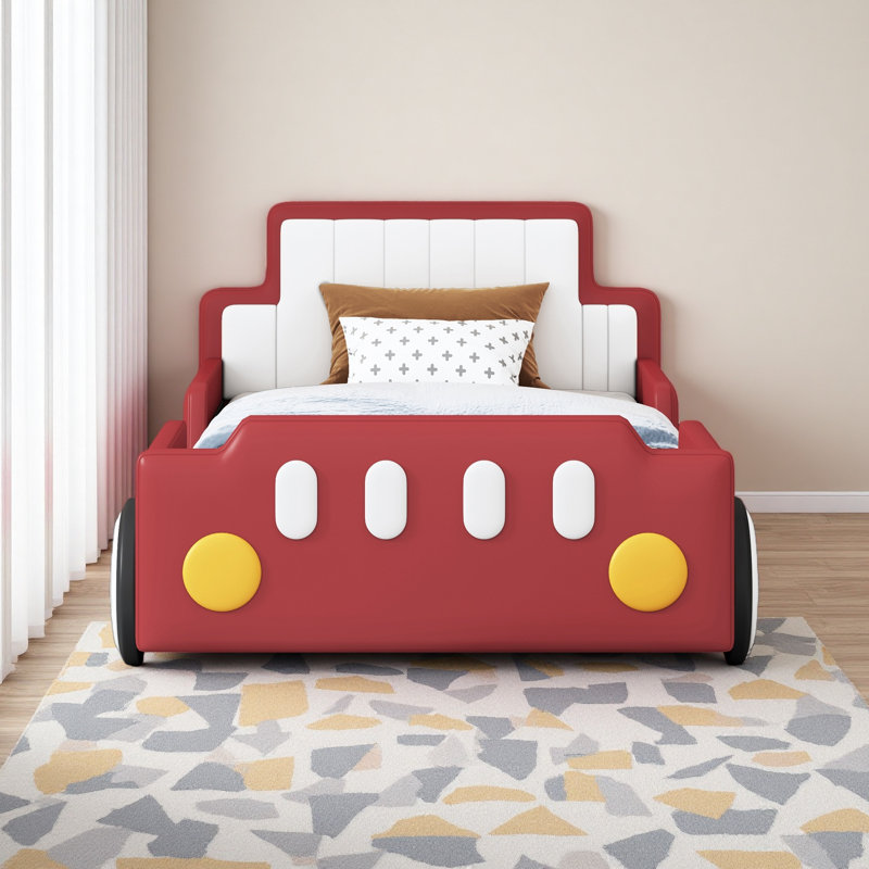 Lit plateforme simple avec roulettes, Rouge