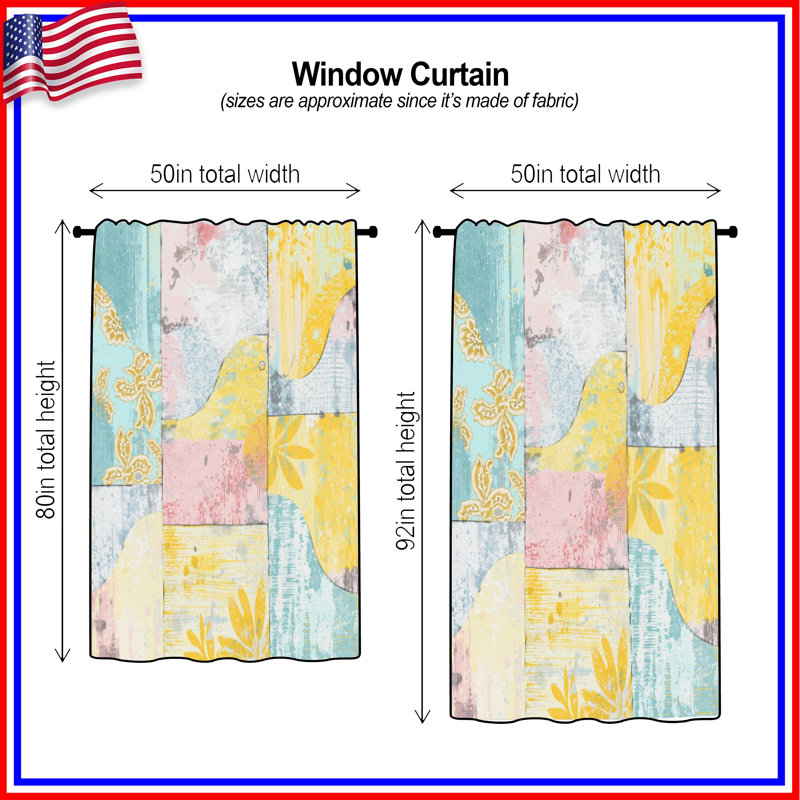 Rideaux de fenêtre Patchwork Floral, 50 po x 92 po - 1 panneau, Transparent