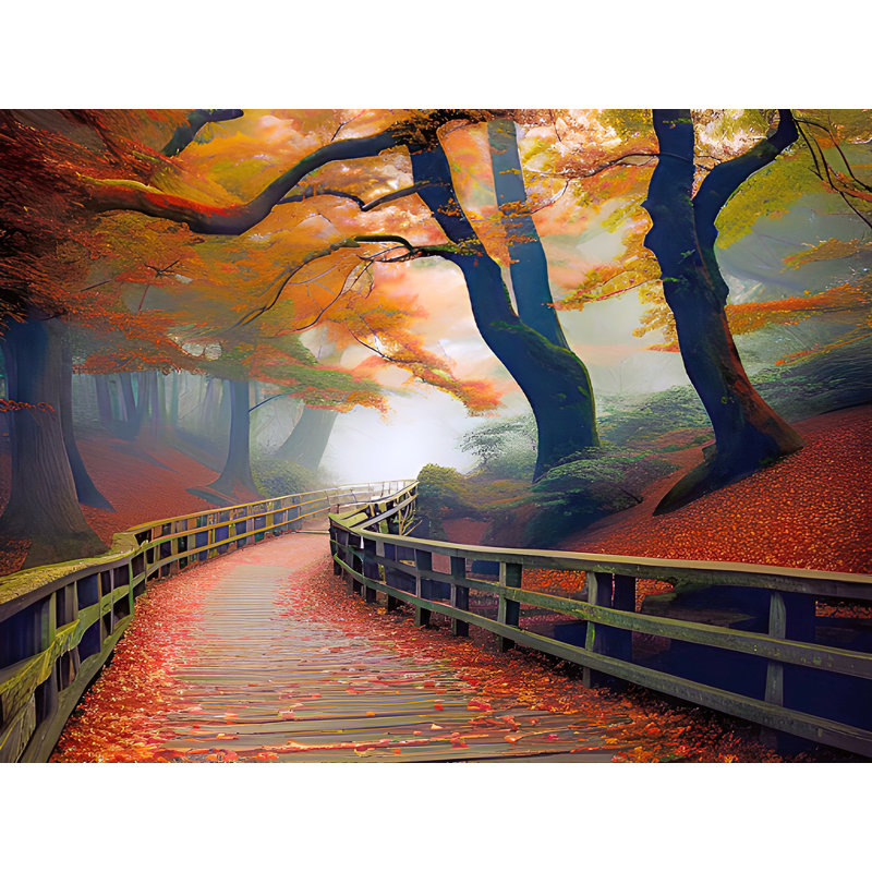 «Curved Walk Through Autumn», art mural sur toile tendue, H 16 po x l 24 po