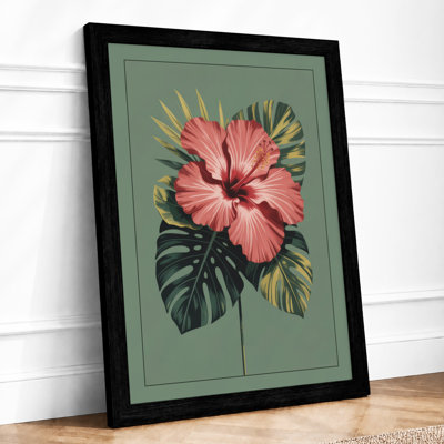 Pink Hibiscus Study Botanical - Framed Print
