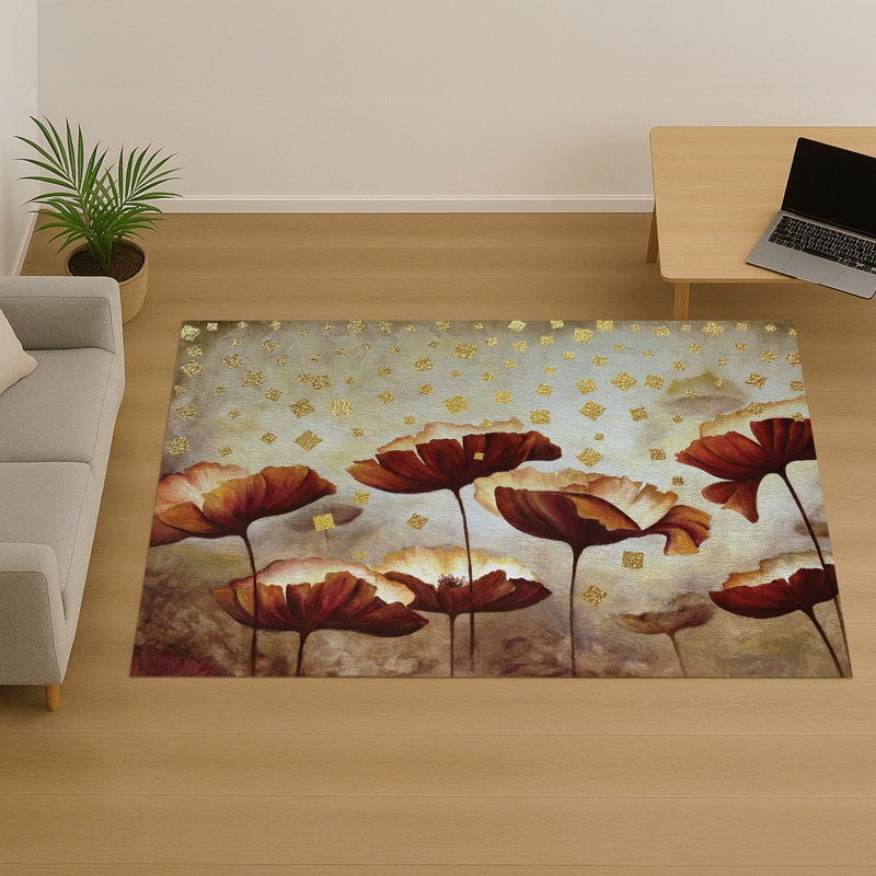 Floral Area Rug, Rectangle 140 x 200 cm
