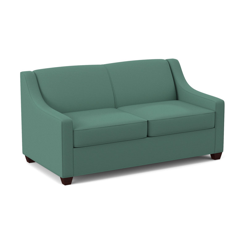 Phillips 68" Recessed Arm Sofa Bed with Reversible Cushions, Empire Mahogany, Hybrid, Antic Lagoon