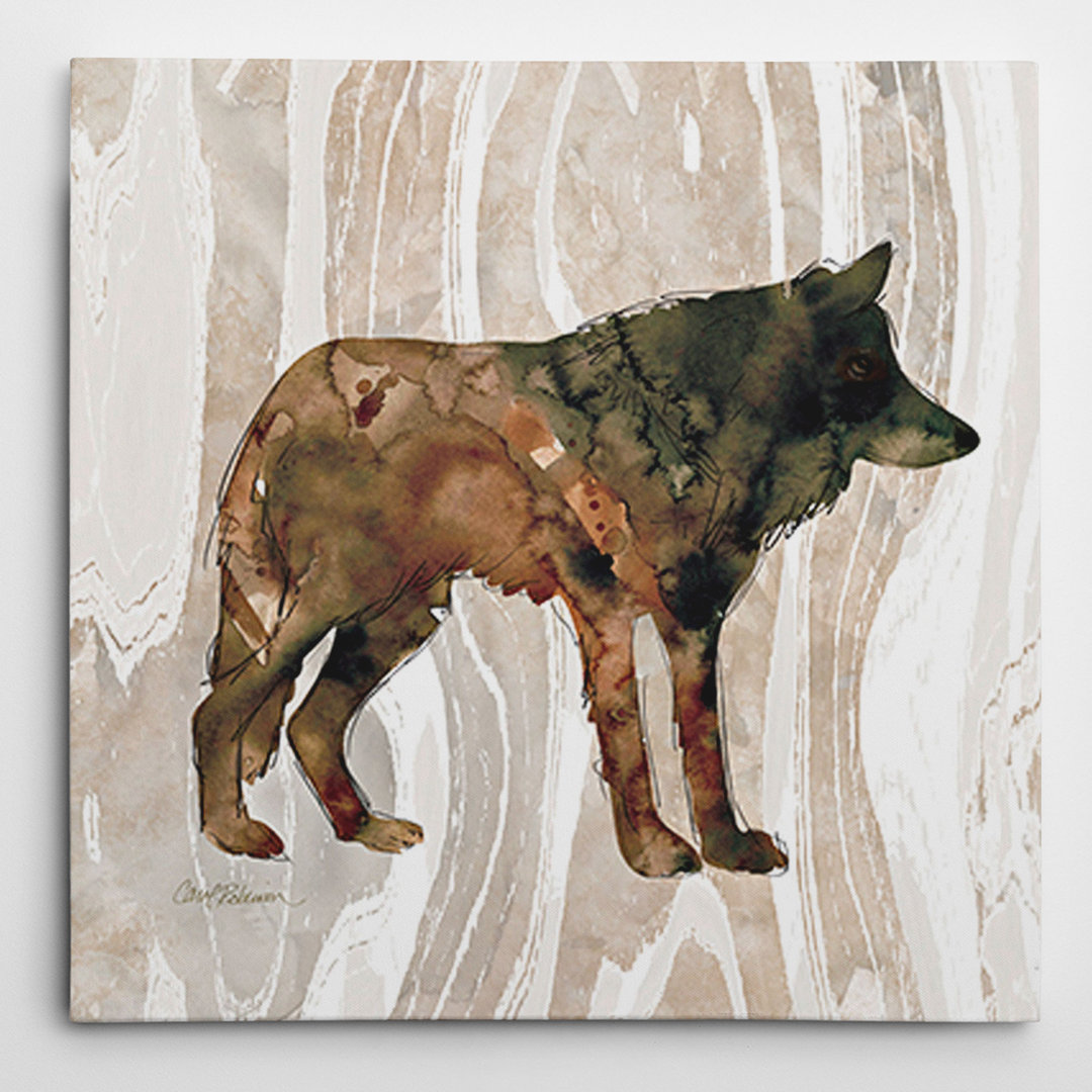 'Pine Forest Wolf' by Carol Robinson Painting Print on Wrapped Canvas Wexford Home 