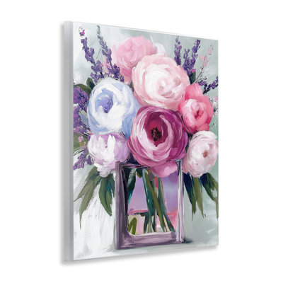Roses & Peonies Vase Wall Plaque Art, design by Annabelle Hall