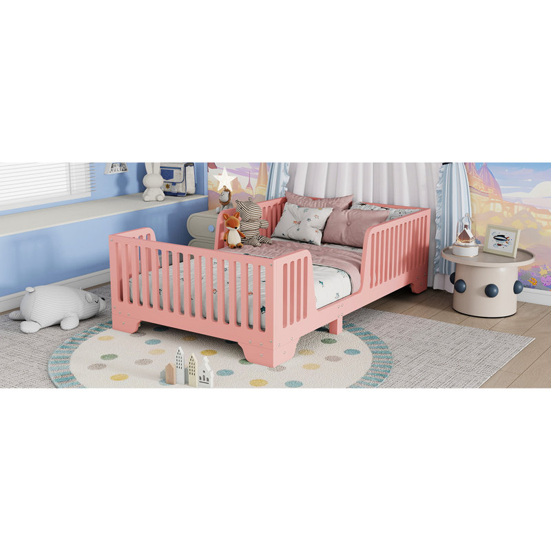 Twin Pink Bed, Open - Close Door For Interest, 8 Plywood Slats Support Floor Fun, Even Support, Facilitates Sleep Transition
