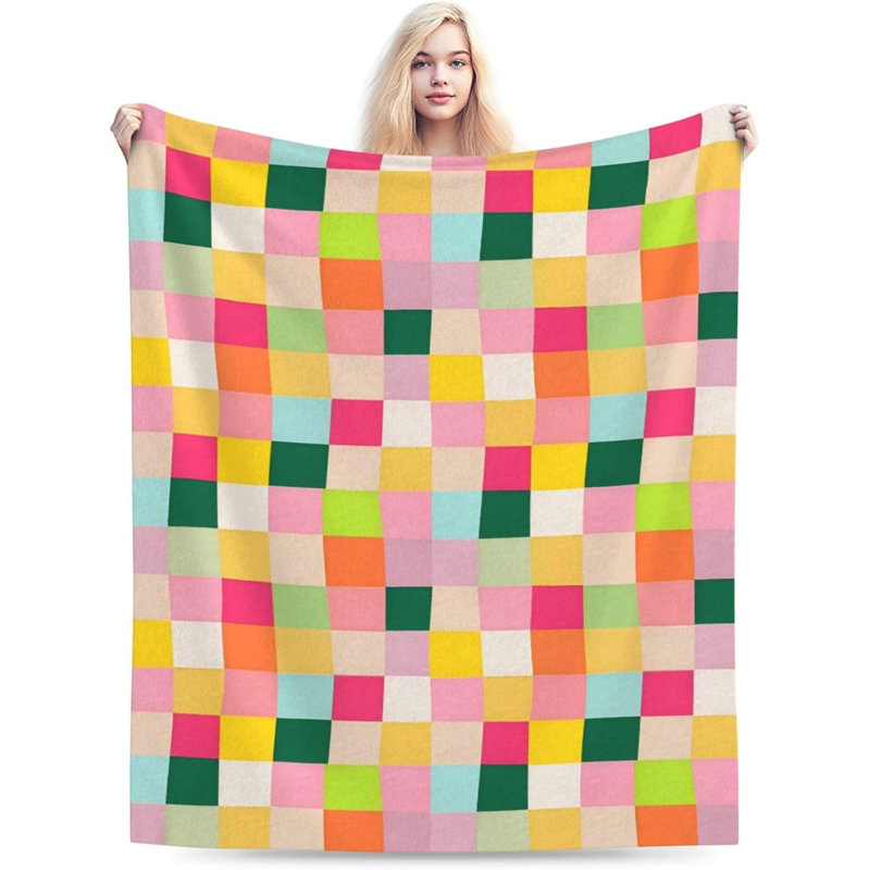 Jeté coloré à carreaux très doux et chaud toutes les saisons Rainbow Plaid, L 60 po x l 50 po