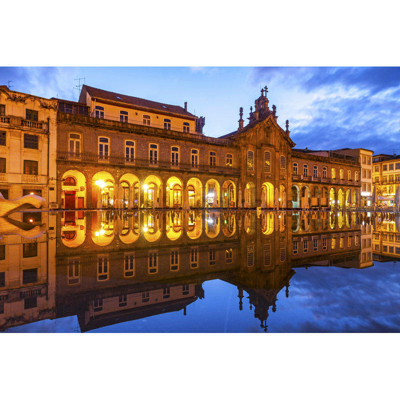 Republic Square in Braga, Portugal 1 Piece Wrapped Canvas Wall Art, 20cm H x 30cm W