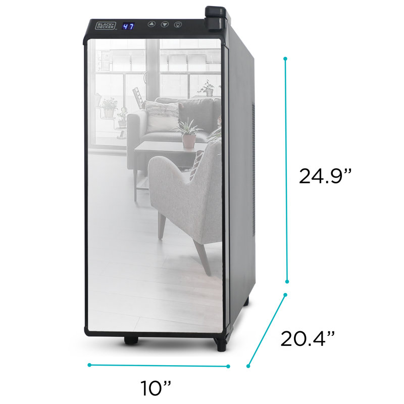 BD6 Series Black+Decker 12 Bottle Wine Cellar, Thermoelectric With LED Display And Mirror Door