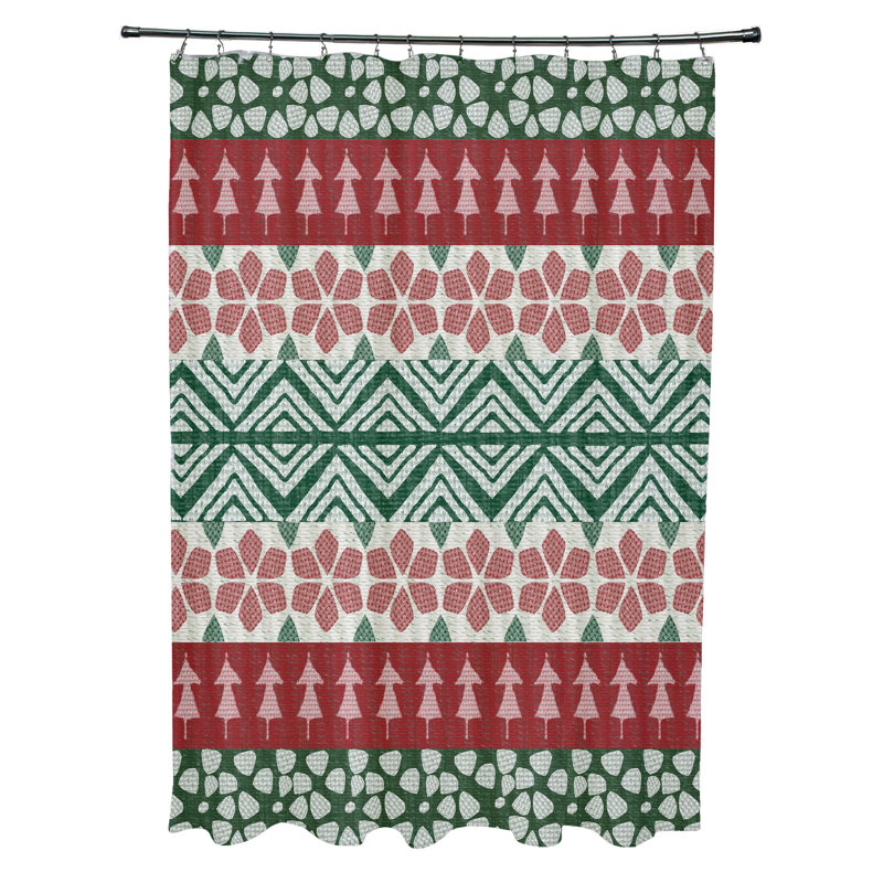 Rideau de douche simple Asuna Fair Isle, Rouge