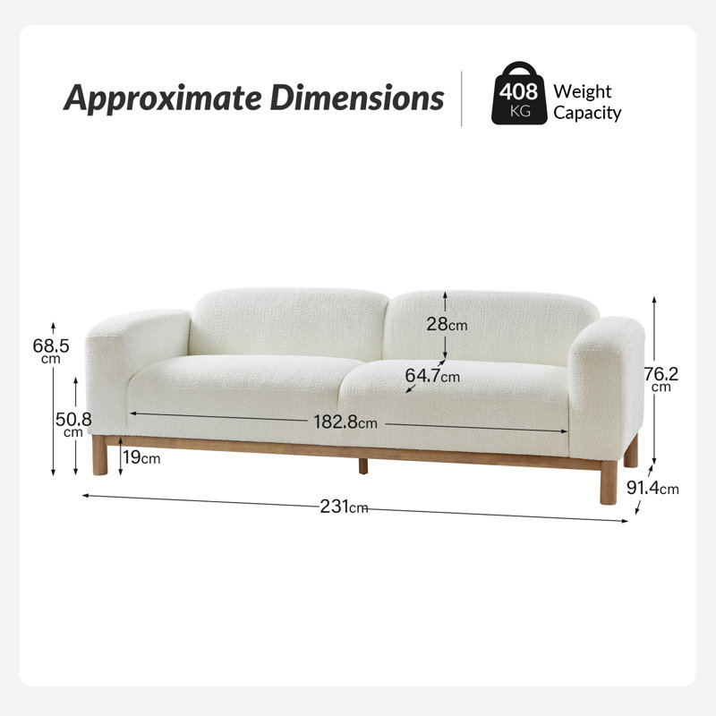 Monteith Modern Fully Assembled Square Arm Slipcovered Sofa with Down Blend Fill