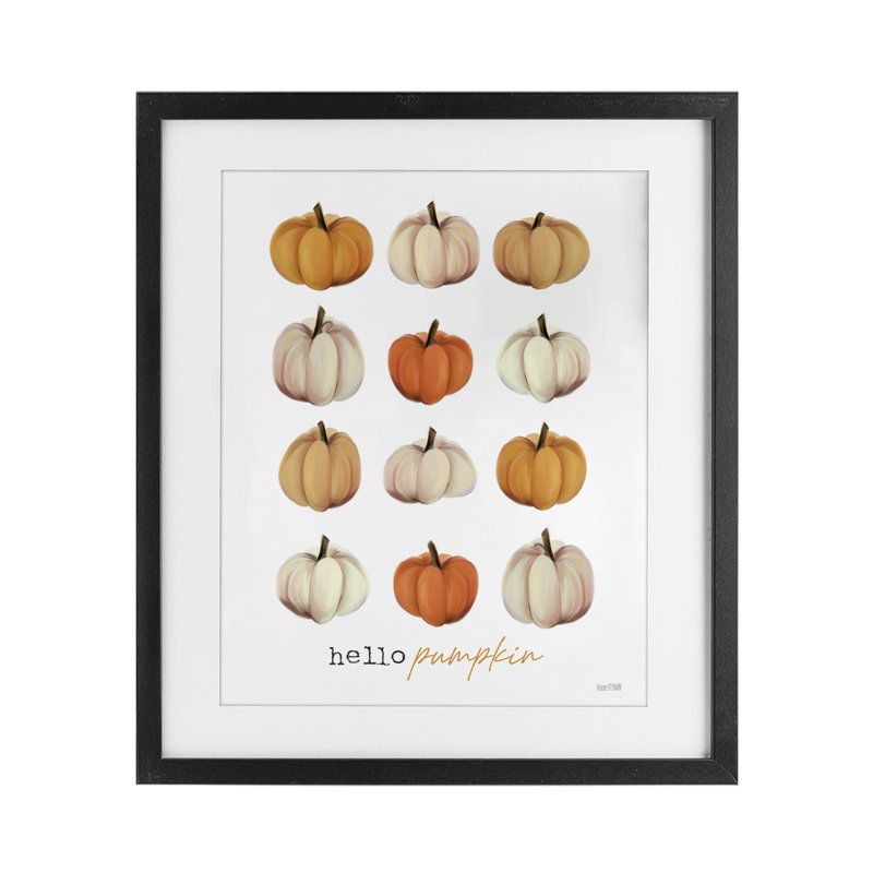 «Hello Pumpkin Autumn Gourds», reproduction encadrée sous verre, conception de House Fenway, H 21 po x l 17 po