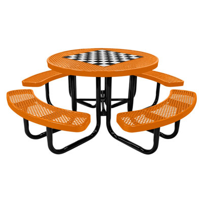 Table de pique-nique ronde de 117 cm (46 po), agrandie, orange