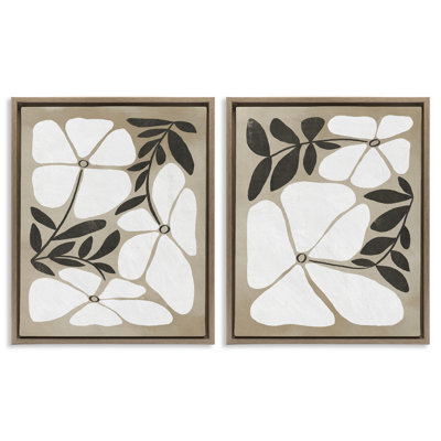Ensemble de cadres flottants 2 pièces Neutral Bohemian Flowers, design par Victoria Barnes