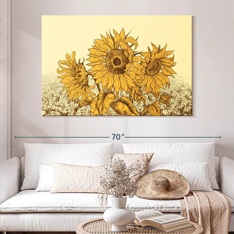 Champ de tournesols rétro Alvord, H 34 po x l 51 po