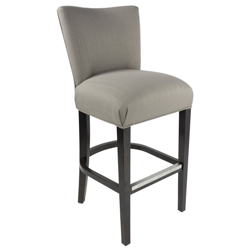 Upholstered Counter Stool with Solid Wood Frame, Dolphin Dark Gray
