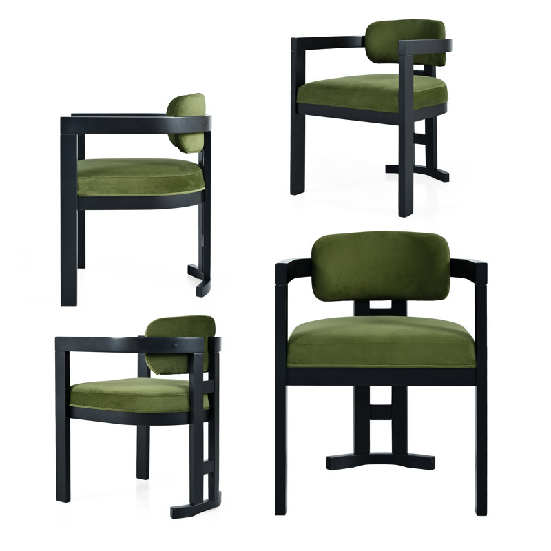 Chaises de salle à manger rembourrées Chuang, Noir/vert, 4