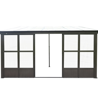 Outdoor 12x14ft, Aluminum Gazebo With Sloped Drainage System, Breathable Mesh Screens For Garden Mesh, Sliding Doors Patio