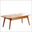 Table basse en bois massif avec deux tiroirs et pieds trapézoïdaux durables pour un rangement et une stabilité accrus