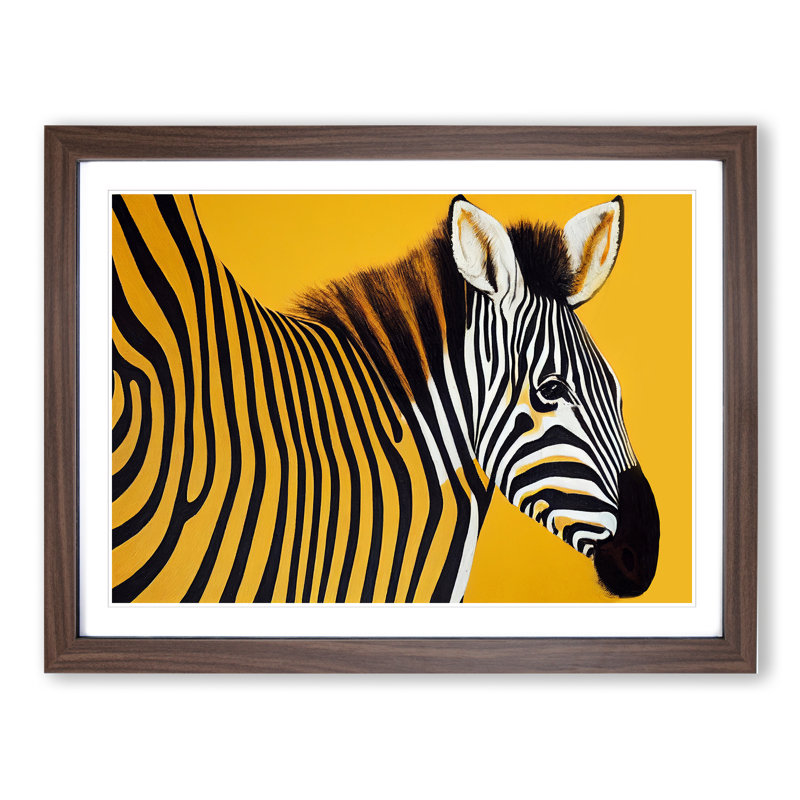 Zebra Vol.2 - Single Picture Frame Painting, 46cm H x 64cm W x 2cm D, Walnut