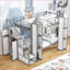 Lit simple superposé simple en métal avec garde-robe et rangement Escalier, gris et blanc - aucun sommier nécessaire-2002464082