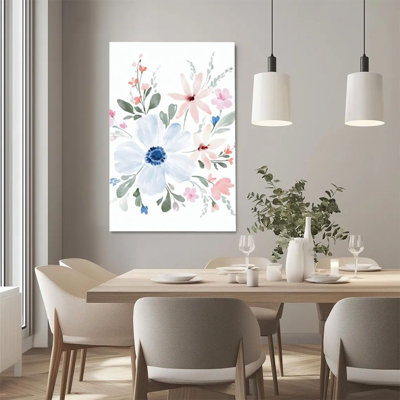 1Pc Framed Canvas Poster Print Floral Pattern, Watercolor Hand-Painted, Fresh and Natural Style Wall Art, Wall Decor, Perfect for Room Decor Living Ro