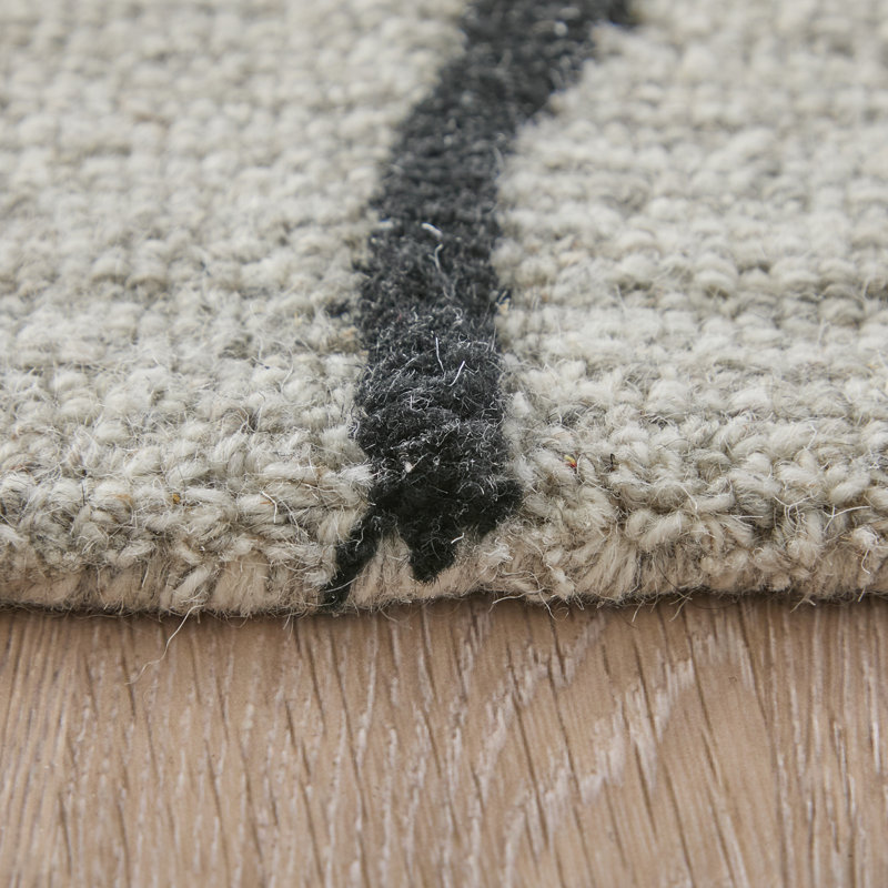Tapis noir / taupe en laine touffeté à la main Bryana, Rectangle 12 pi x 15 pi