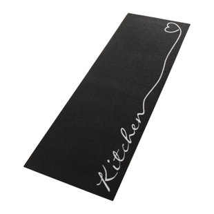 Kitchen runner - Kitchen runner non-slip short pile kitchen rug washable for Kitchen - Black