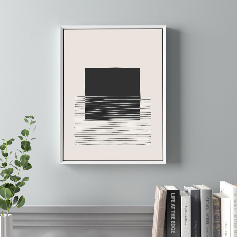 Kiro Minimal Geometric Lines and Squares VIII - Floater Frame Print on Canvas, 20'' H x 12'' W x 1'' D, White Framed Canvas