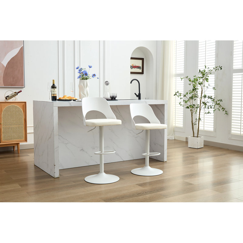Ensemble de 2 tabourets de bar de style pu avec hauteur de comptoir, tabourets de bar réglables et pivotants avec dossier pour comptoir de bar et îlot de cuisine