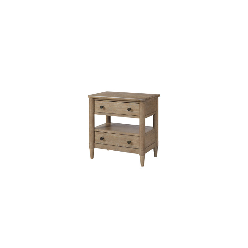Table de chevet ouverte finition sable avec 2 tiroirs