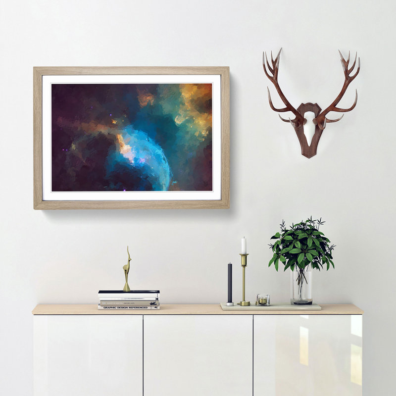 Out of Space Vol.3 in Abstract - Picture Frame Graphic Art Print, 36cm H x 48cm W x 2cm D, Oak Framed