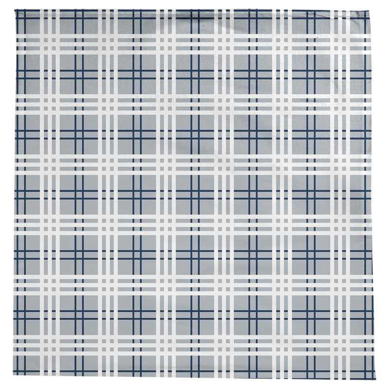Nappe carrée en mélange de coton à carreaux, Argent nouveau siècle / bleu nautique / blanc