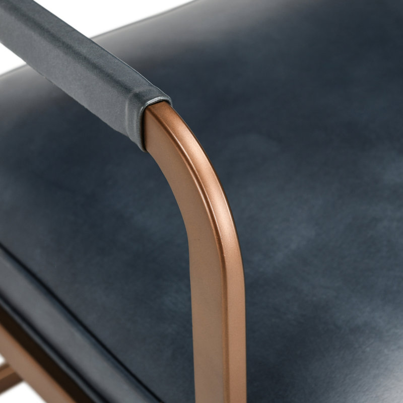 Fonda Leather Dining Chair, Blue/Copper