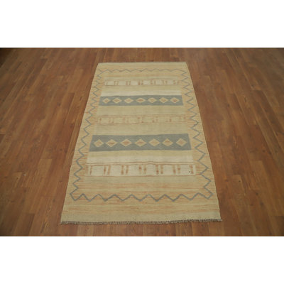 Vegetable Dye Geometric Kilim Flat Weave Rug 3x5