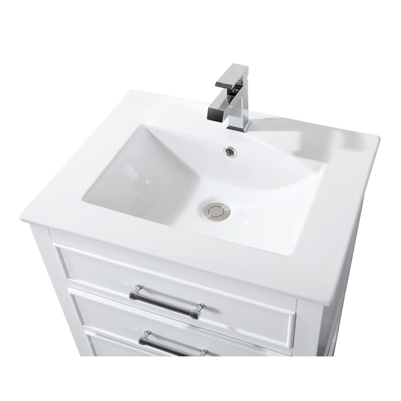 Sinclaire 24" White Quartz Top Traditional Bathroom Vanity