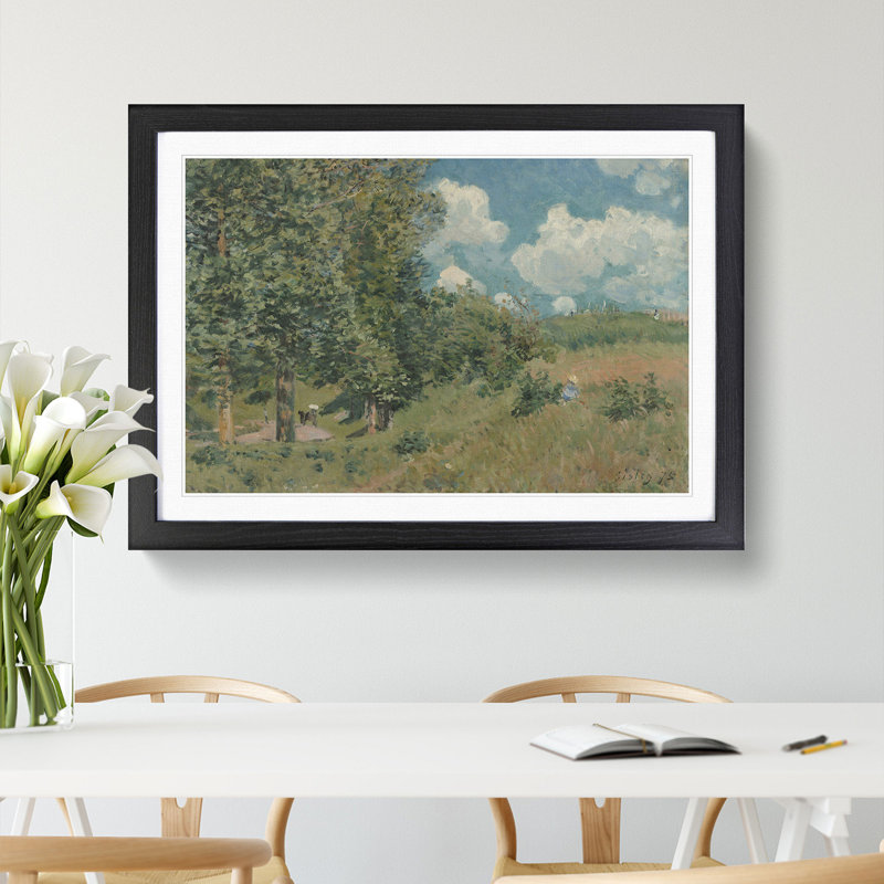 Versailles Route by Alfred Sisley - Picture Frame Painting, 36cm H x 48cm W x 2cm D, Black Framed