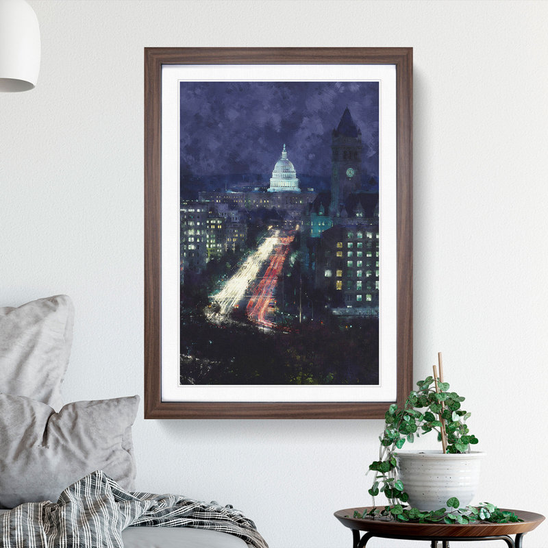 Pennsylvania Avenue in Washington - Framed Print, 48cm H x 36cm W x 2cm D, Walnut Framed