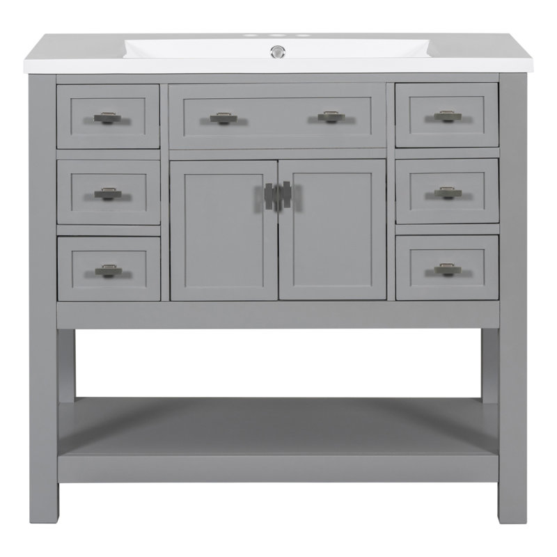 15 Base de meuble-lavabo simple 35,2 po 15, Gris