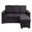 Canapé-lit modulaire réversible en tissu tissé noir 95 po avec porte-gobelet de rangement