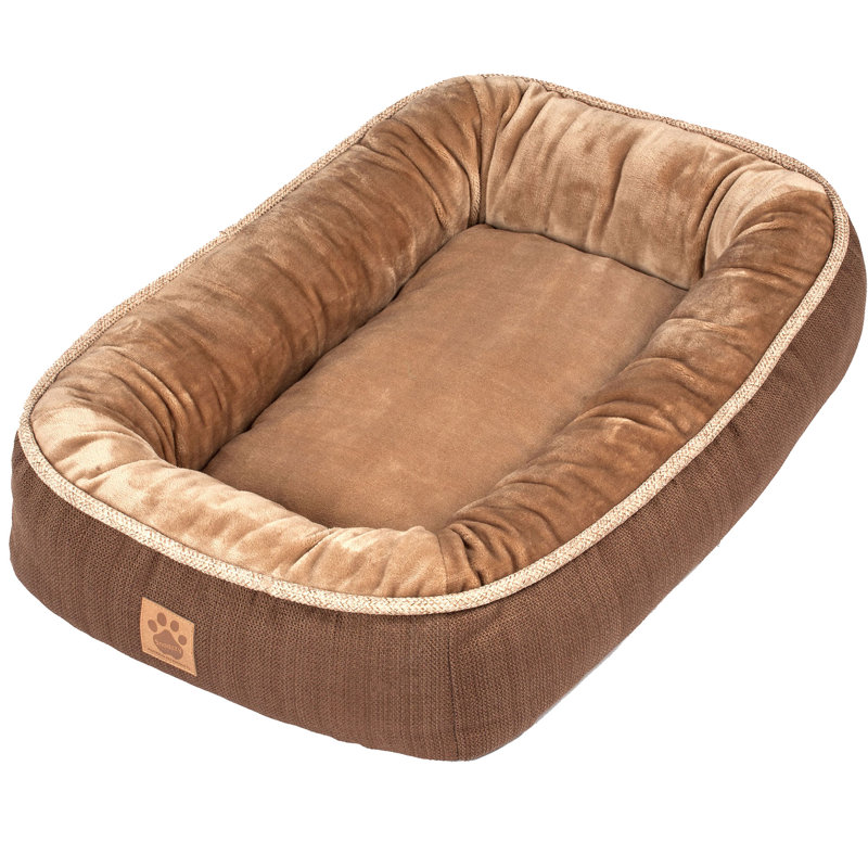 Lit de coussin d’élégance rustique Marita, Grand (l 36 po x p 27 po x H 7 po), Brun