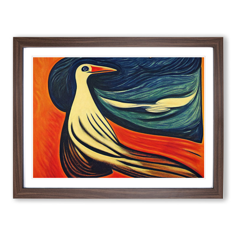 Ethereal Bird Abstract - Framed Print, 34cm H x 46cm W x 2cm D, Walnut