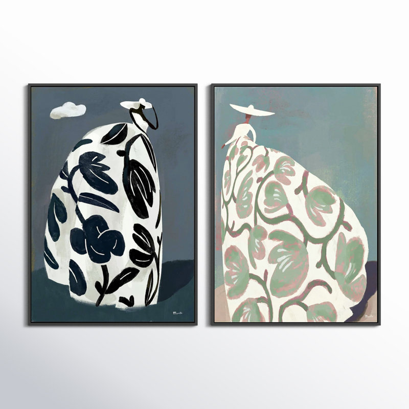 Storm & Beach Dresses Print by Marco Marella For Studio M, Black Canvas Framed, 50" H x 35" W
