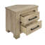 Table de chevet 2 tiroirs en bois avec poignées bronze foncé et chêne vieilli