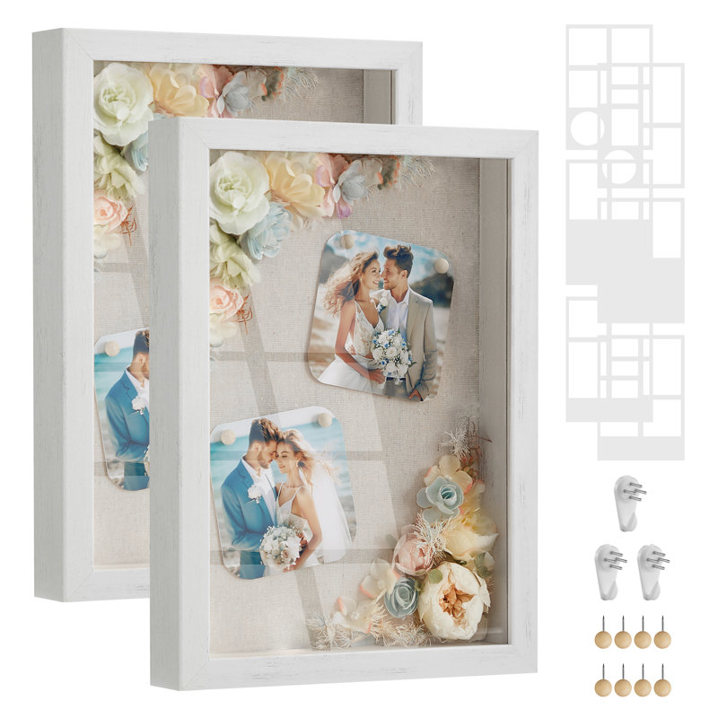 White Storage Shadow Box Picture Frame - with Mat, 2