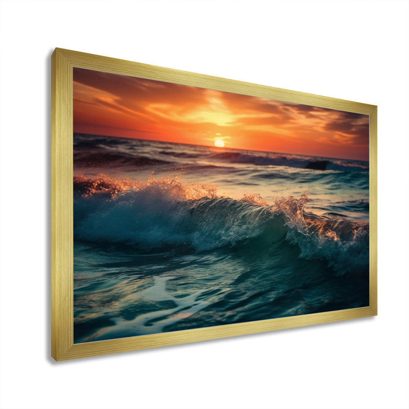 Océan Tranquillity V - imprimé, H 12 po x l 20 po x P 1 po, Encadrement doré